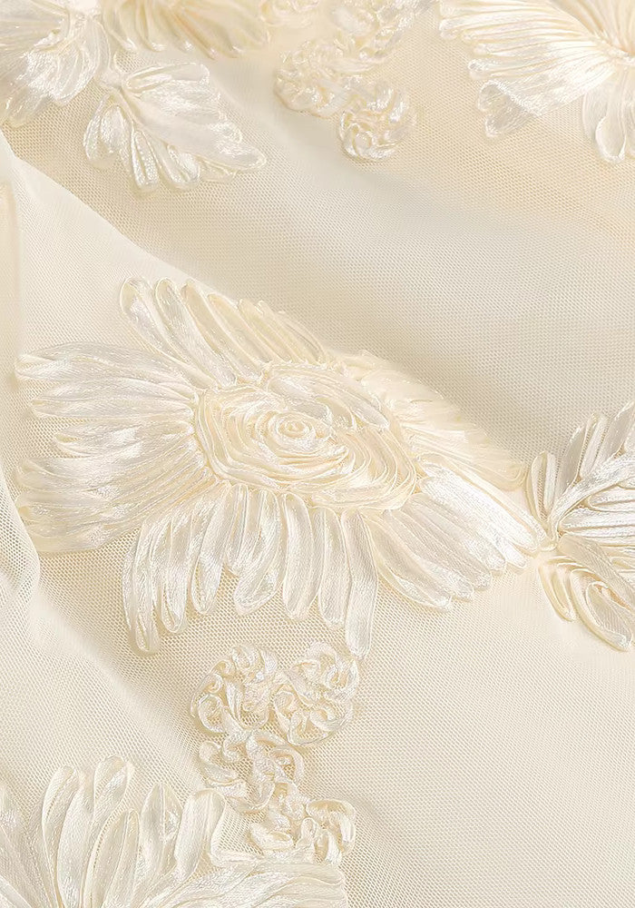 Halter Floral Ruffle Midi Dress Ivory