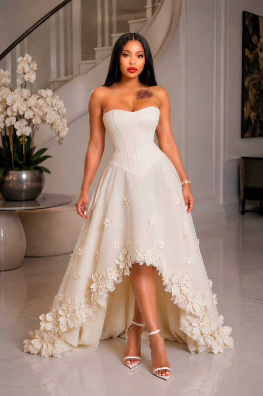 Ivory Blossom High-Low Gown