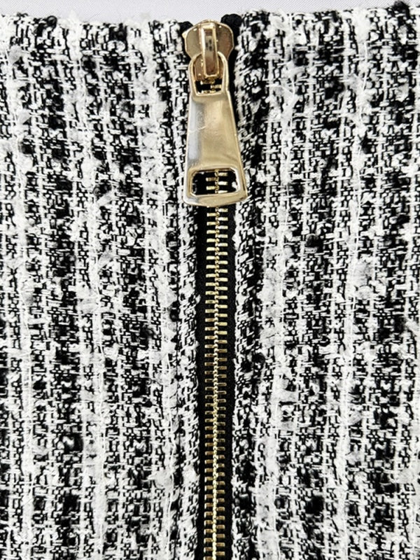 Monique Tweed Zip Mini Skirt