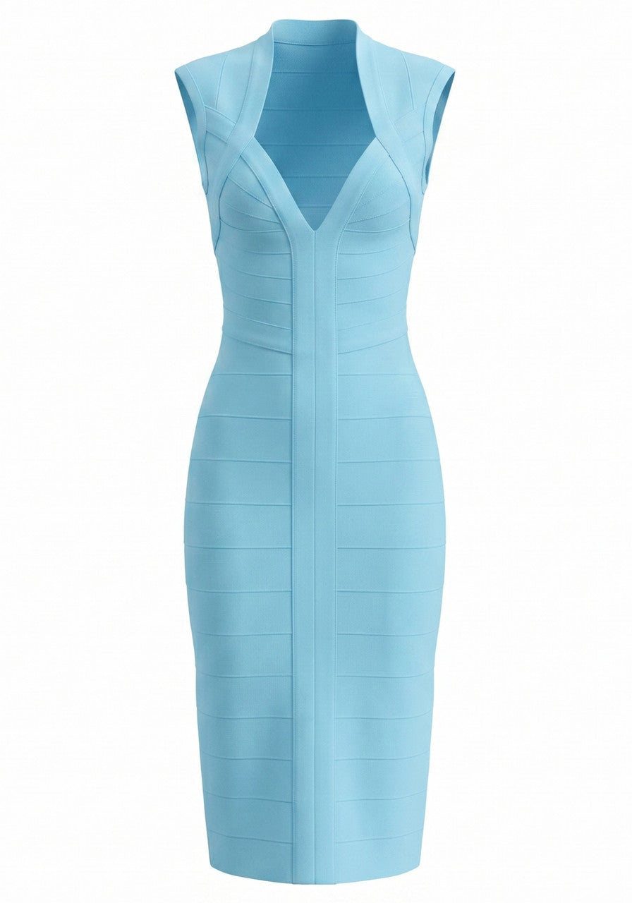 Sweetheart Neckline Midi Dress Blue