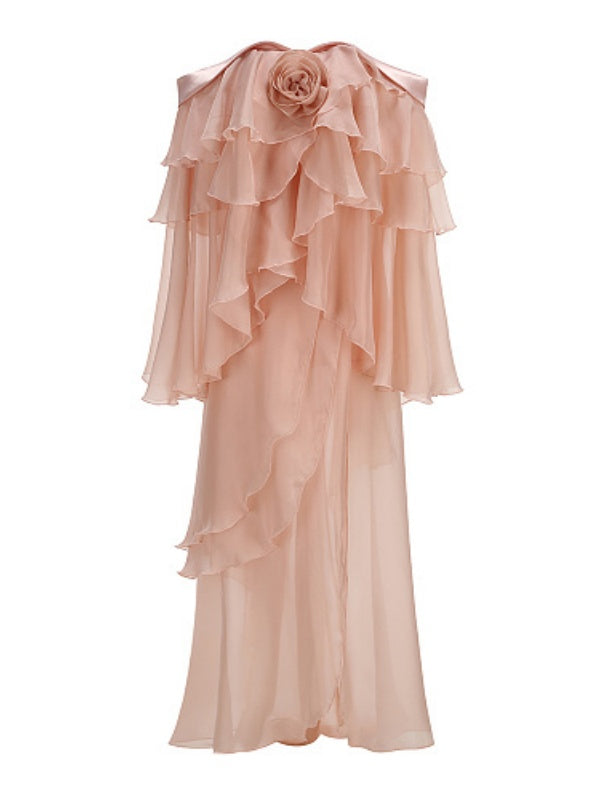 Rosalie Blush Pink Ruffle Maxi Dress