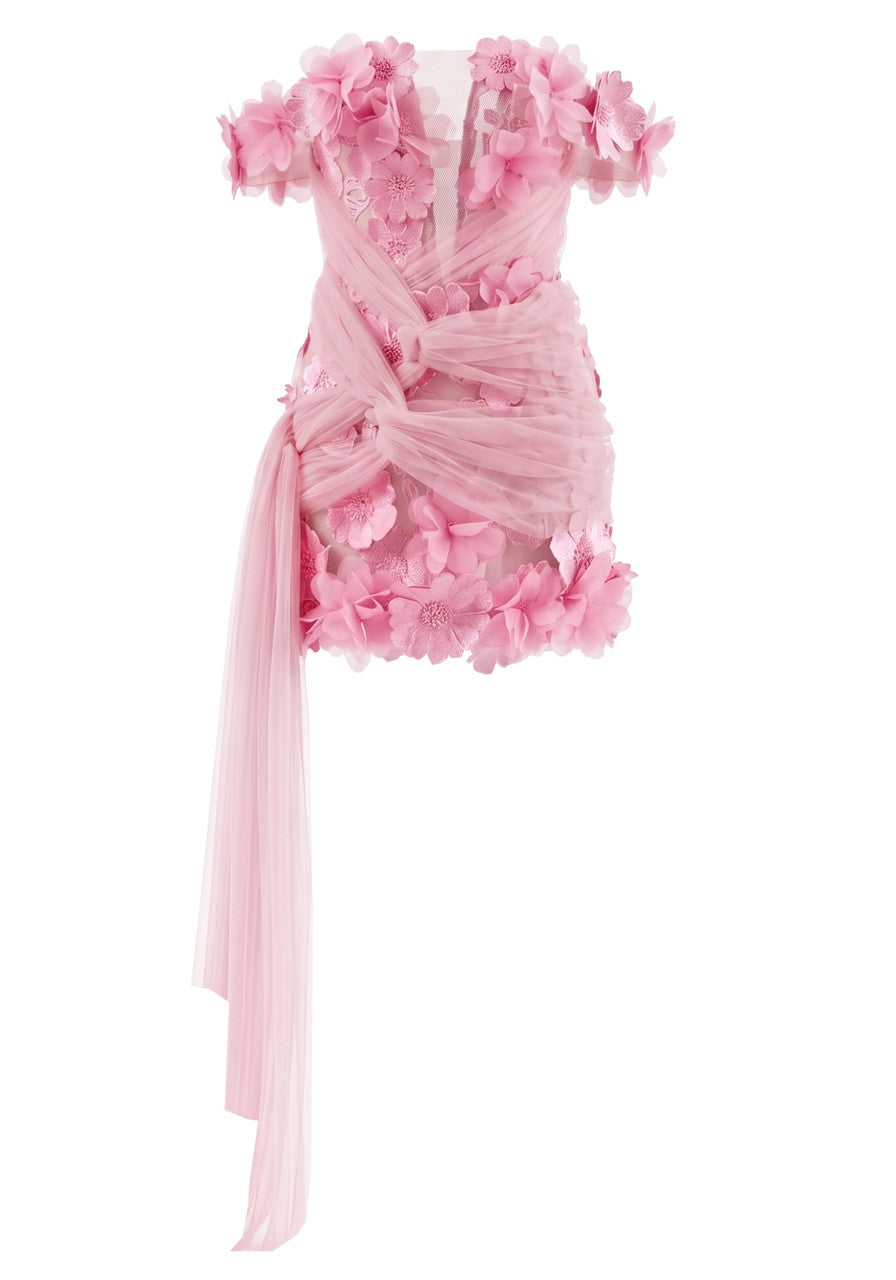 Floral Bardot Dress Pink