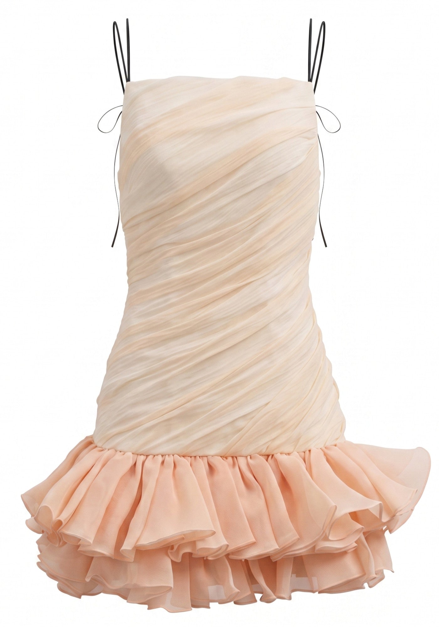 Draped Ruffle Dress Peach