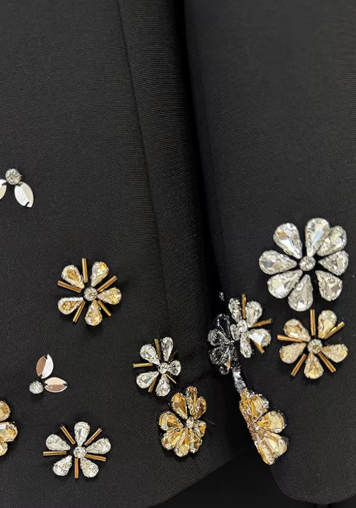 Crystal Flower Suit Black