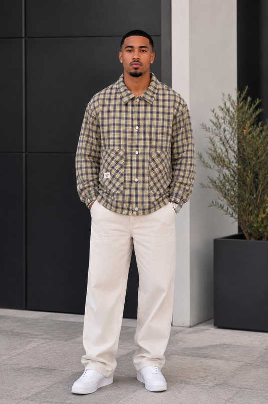 Men's Plus Size Casual Plaid Button-Up Jacket