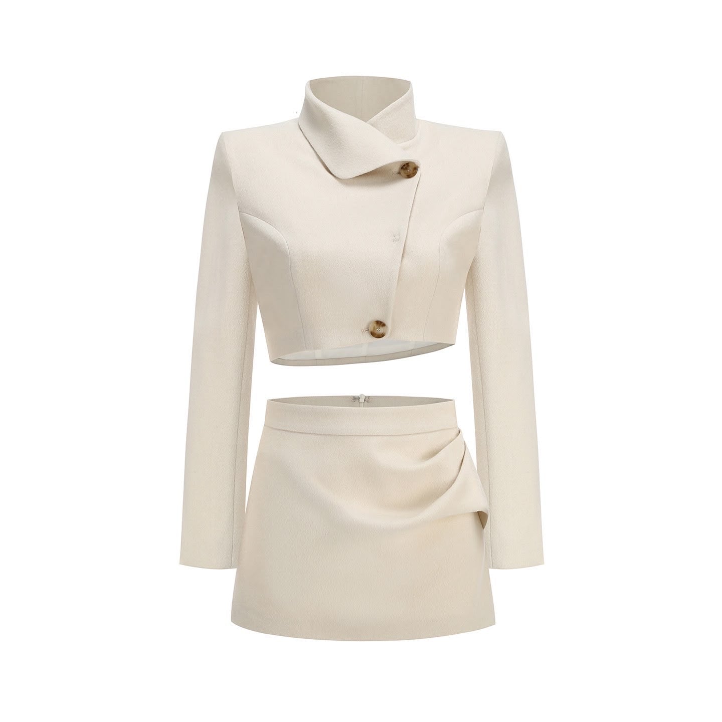 Ivory Luxe Cropped Blazer & Mini Skort Set