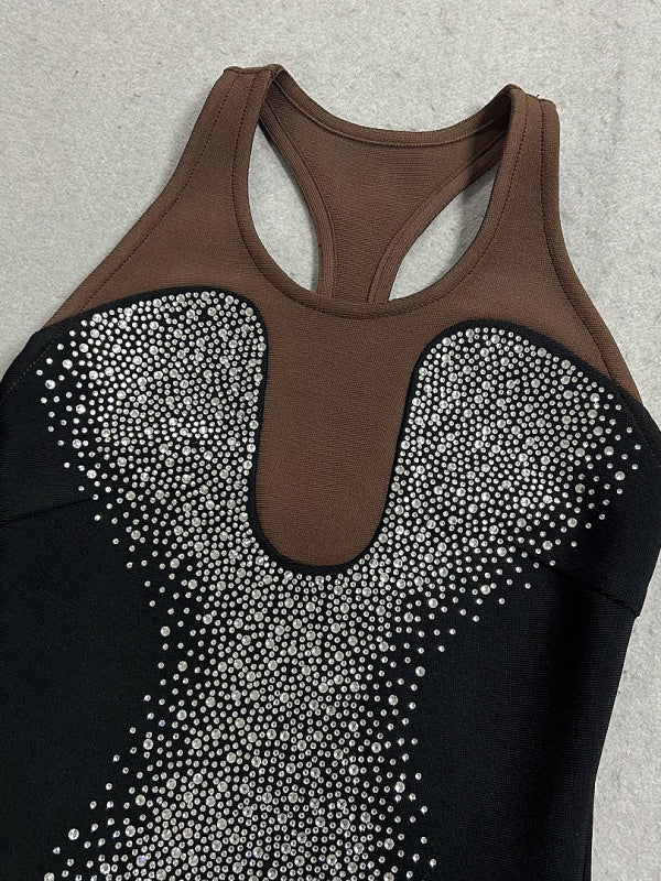 Midnight Radiance Rhinestone Maxi Dress