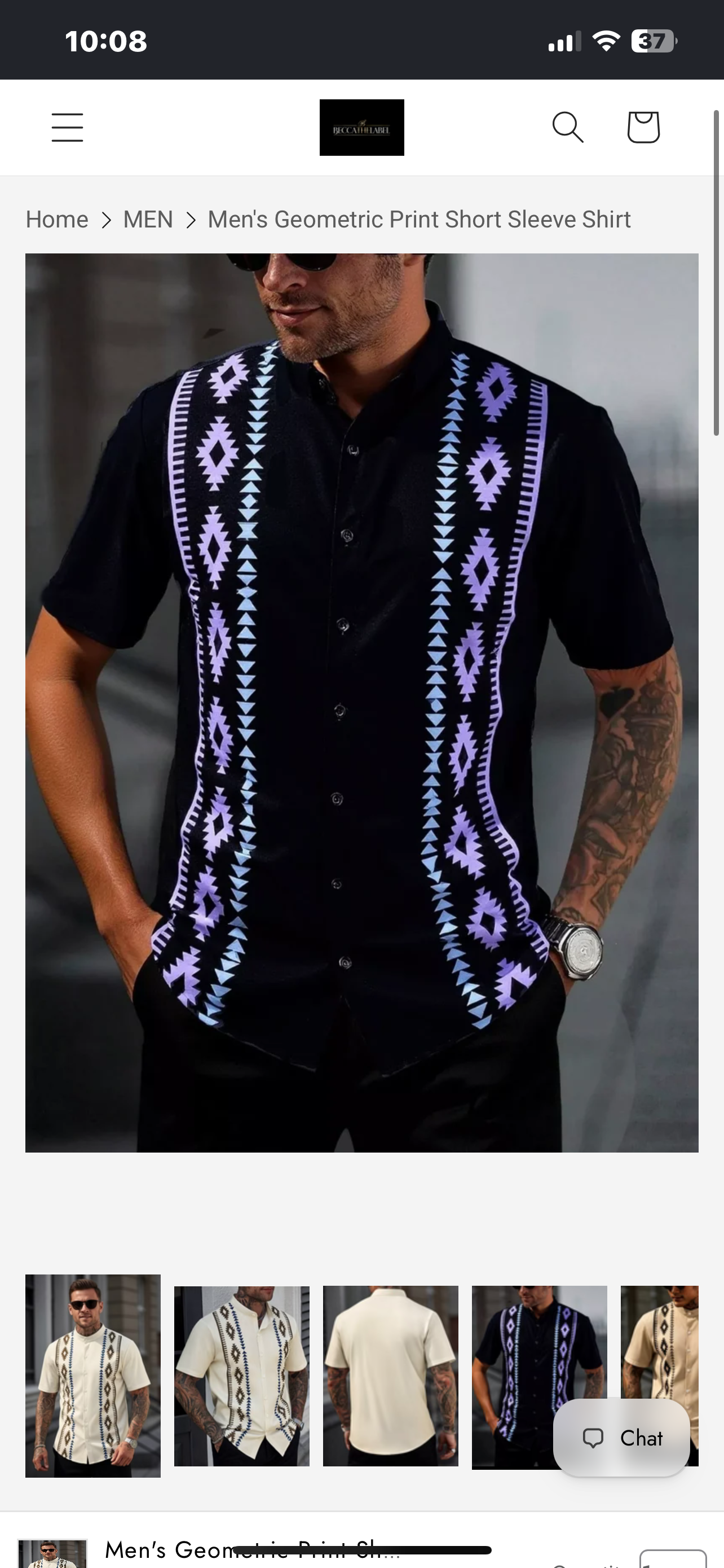 Men's Geometric Print Short Sleeve Shirt