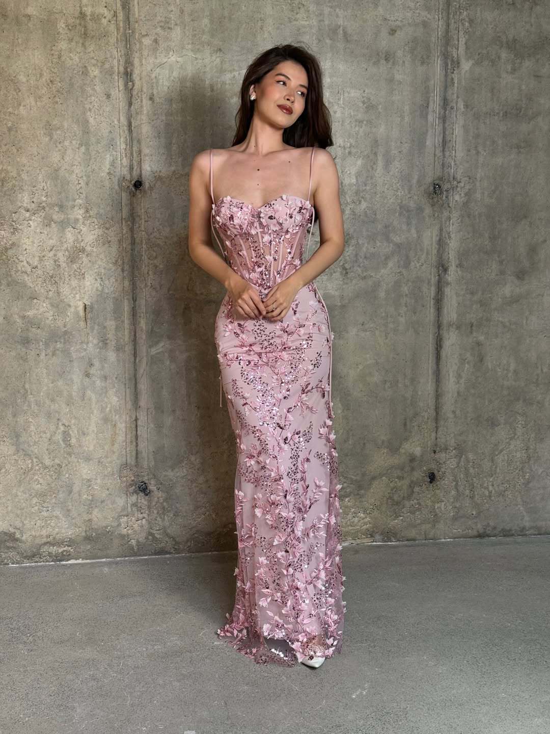 Rosalie Floral Corset pink dress