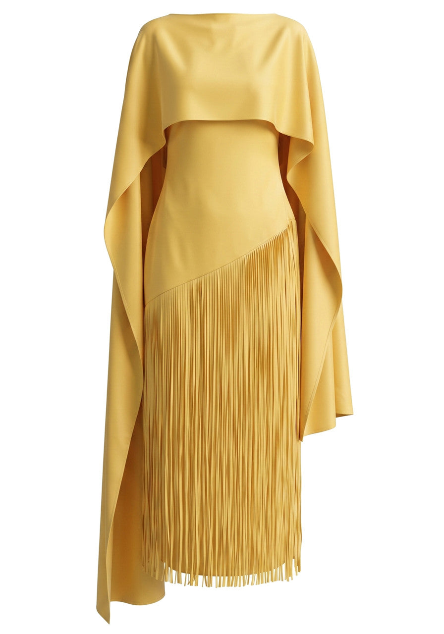 Cape Tassel Maxi Dress Yellow