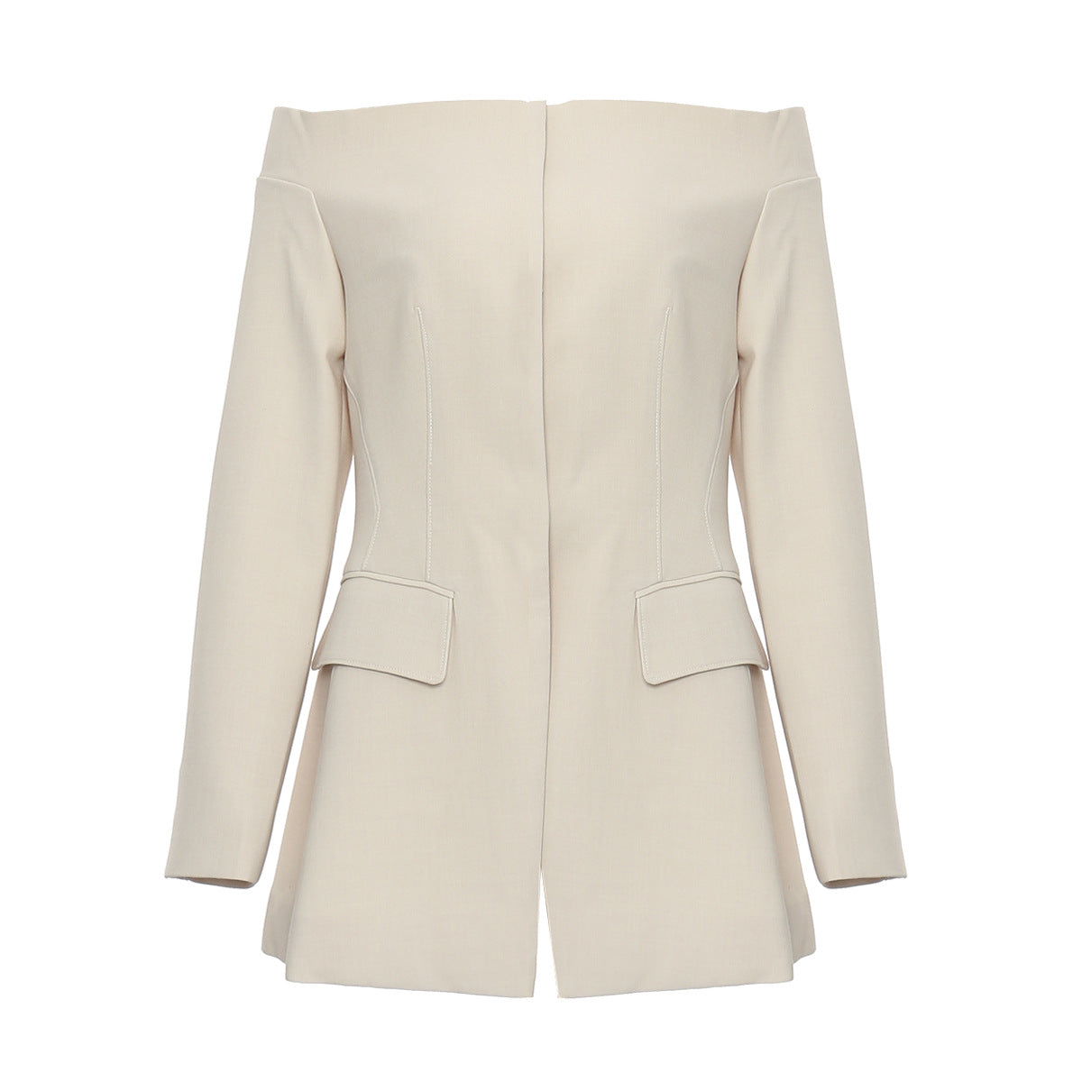 Autumn Winter off the Shoulder Personality Zipper Hidden Hook Short Jacket Women