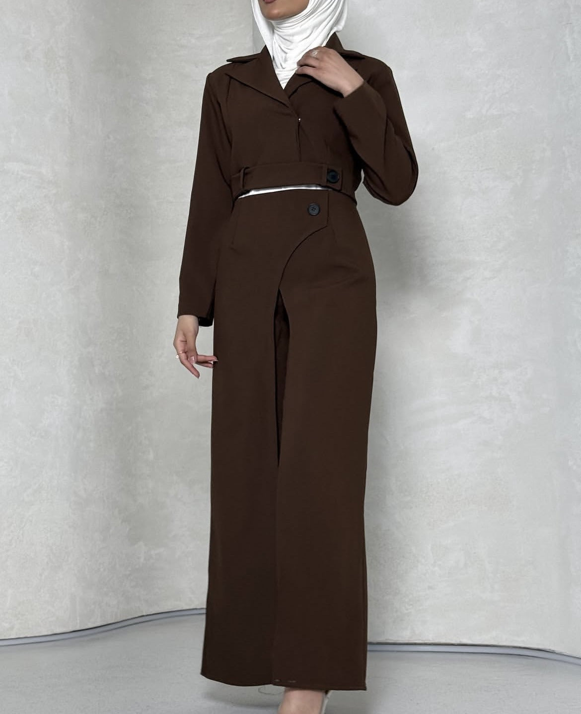 Autumn Double Layer Irregular Asymmetric Pants Short Coat Top Casual Two Piece Sets Women