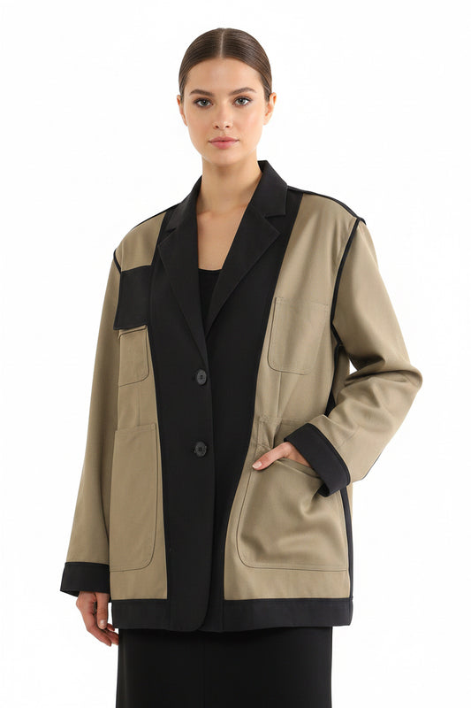 Contrast Color Personality Loose Version Boyfriend Coat Top Jacket Varsity Jacket