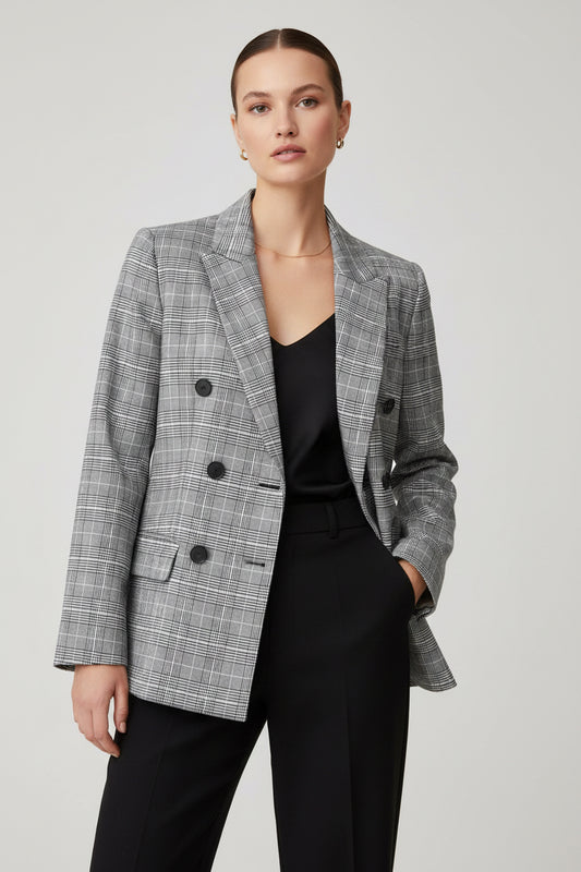 Heavy Industry Pleated Plaid British Blazer