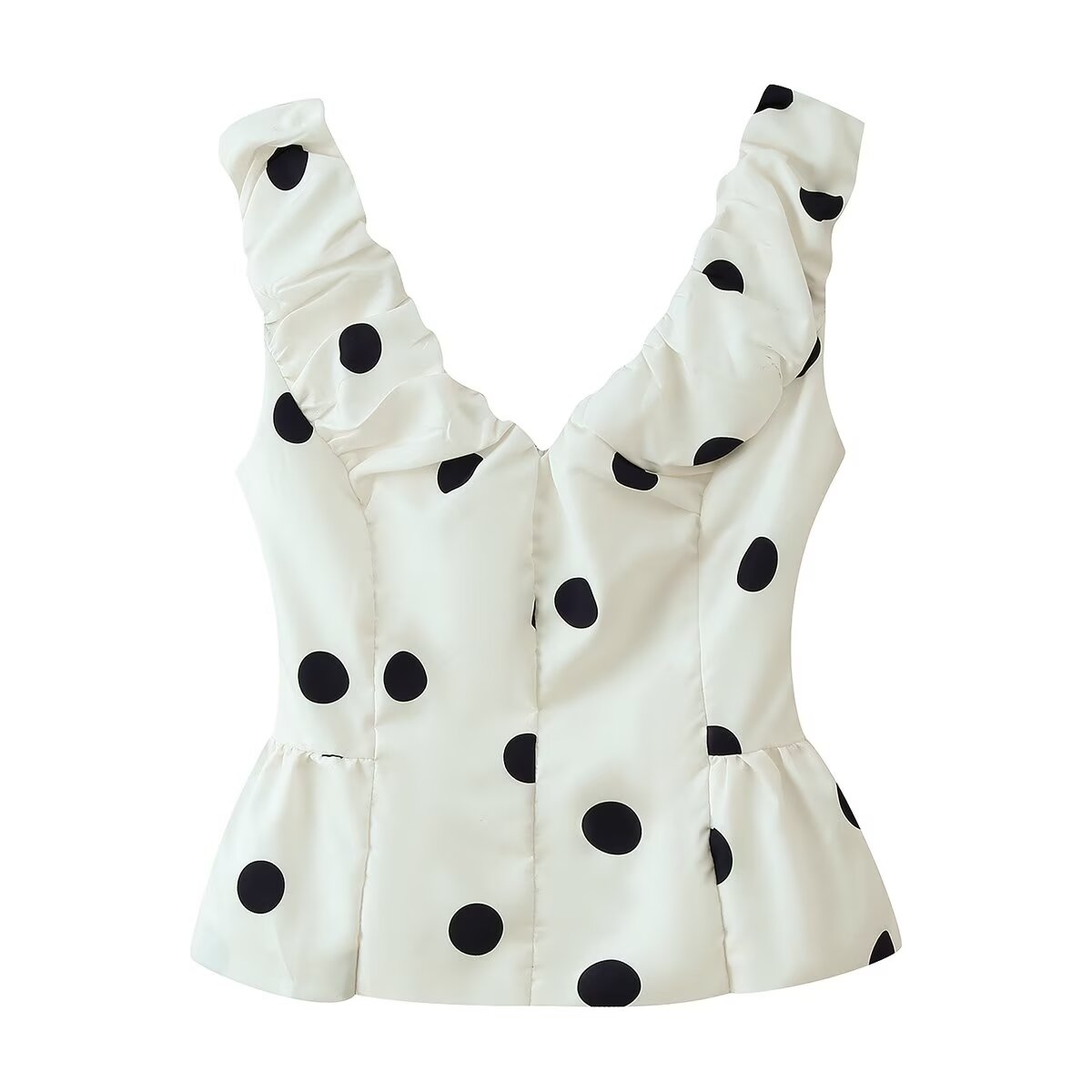 Polka Dot V-Neck Top Polka Dot Bud Mid Length Skirt Set