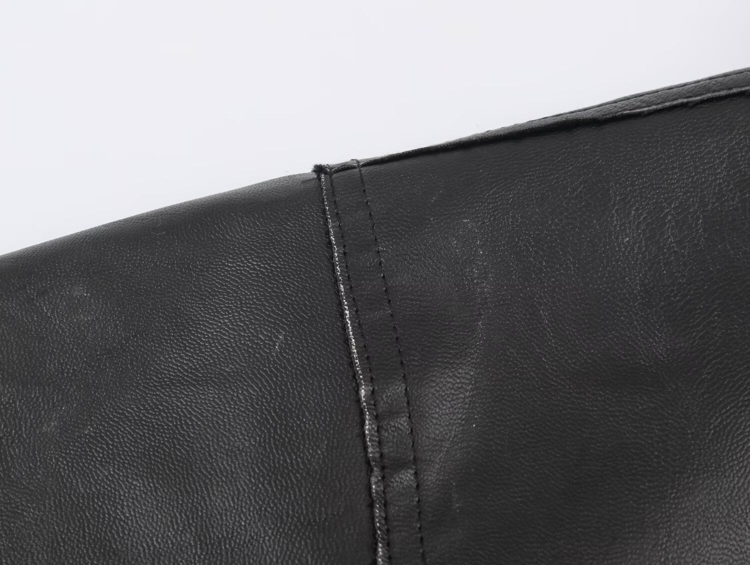 Casual Long Sleeved Collared Faux Leather Buckle Coat
