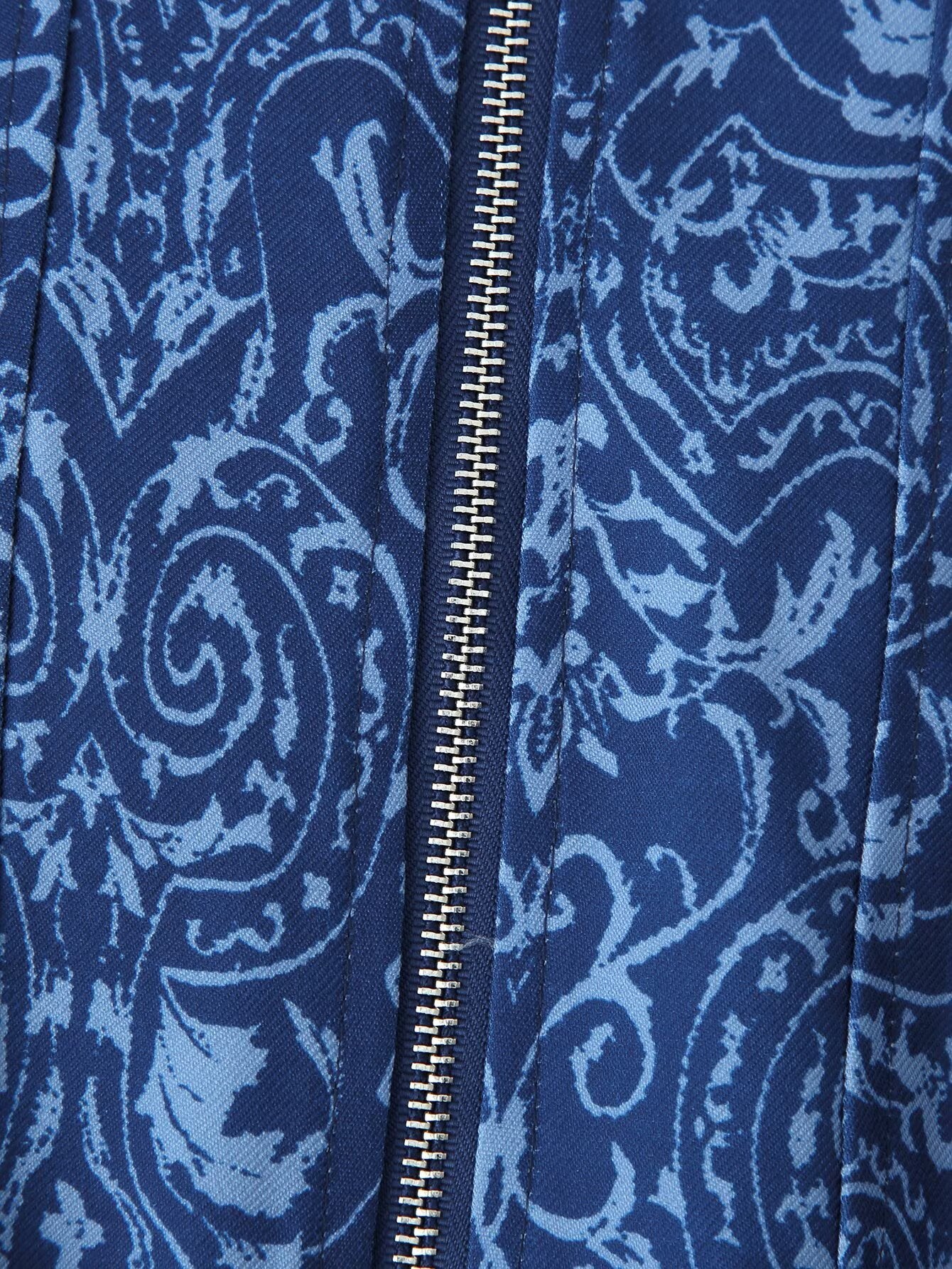 Printed Coat Stand Collar Zipper Shorts Sets