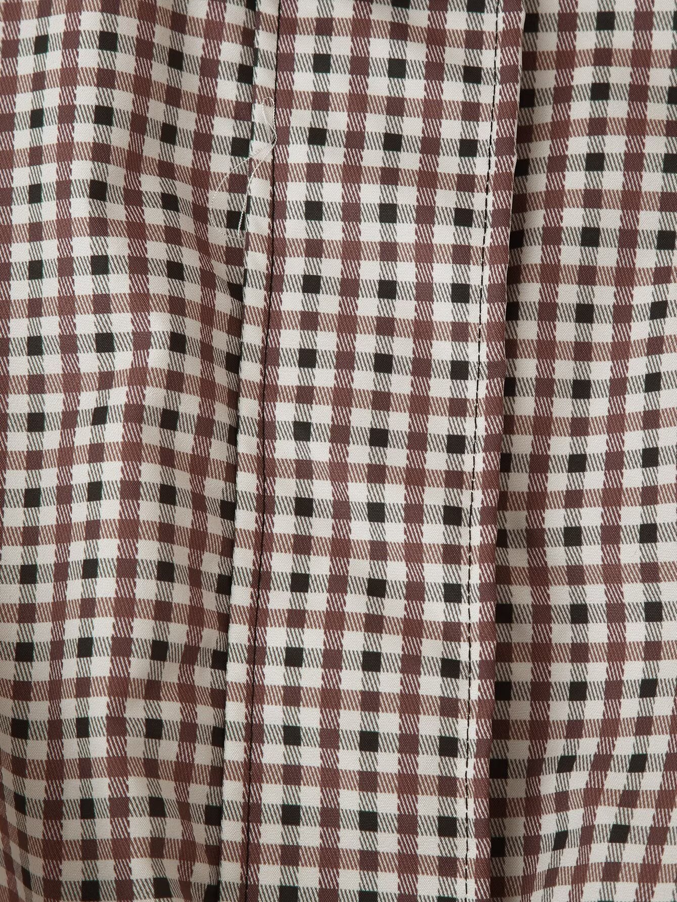 Funnel Collar Long Sleeve Plaid Short Coat