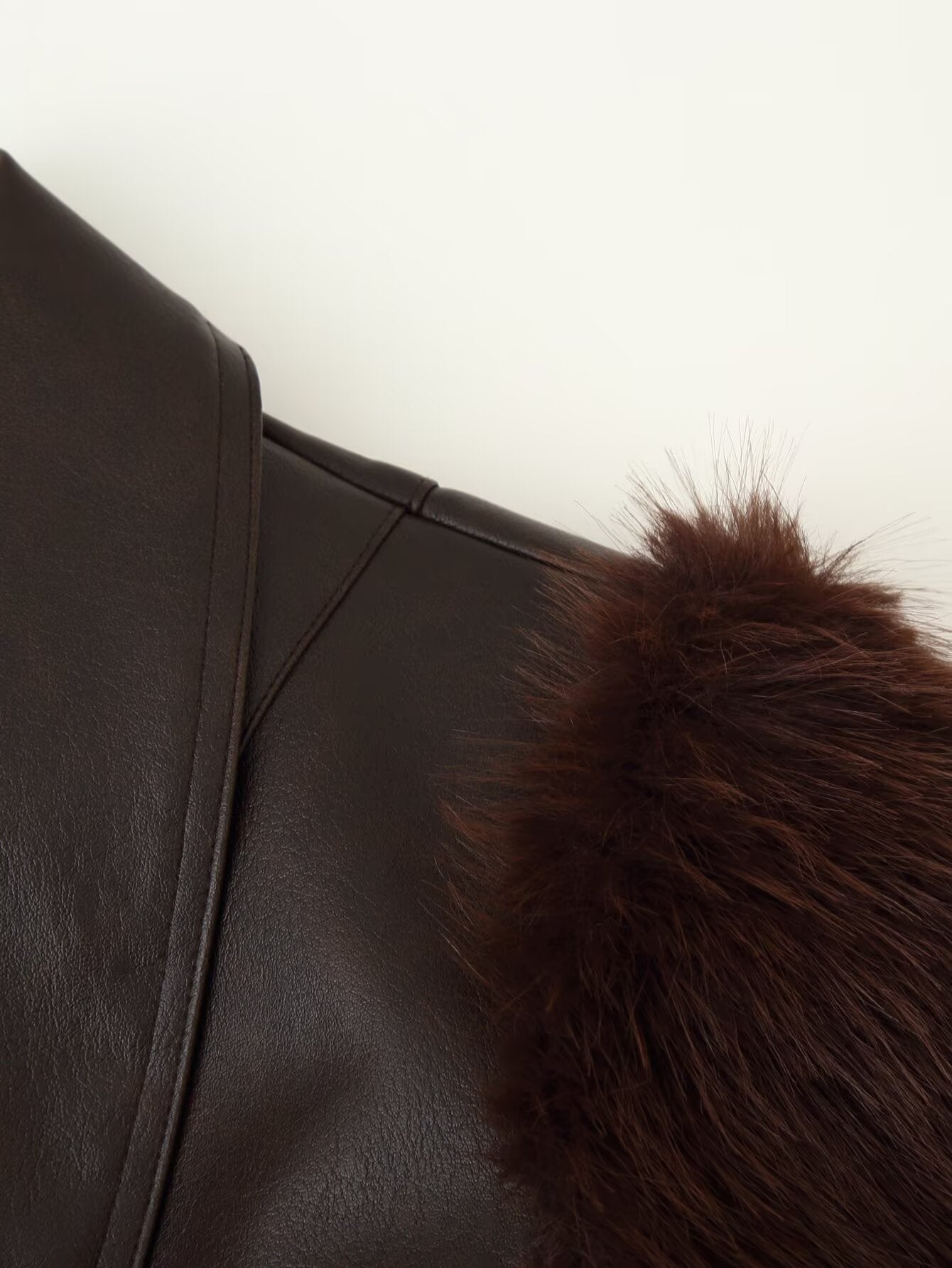Casual Collared Stone Washed Leather Stitching Faux