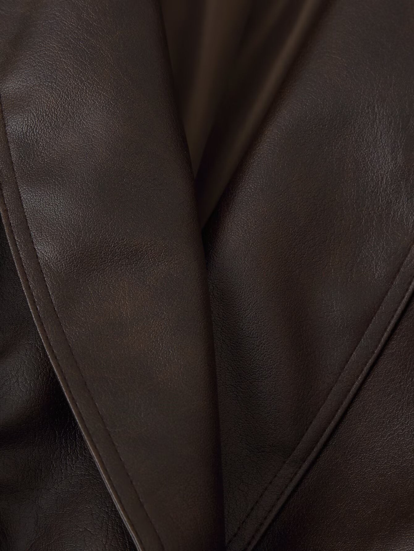 Casual Collared Stone Washed Leather Stitching Faux