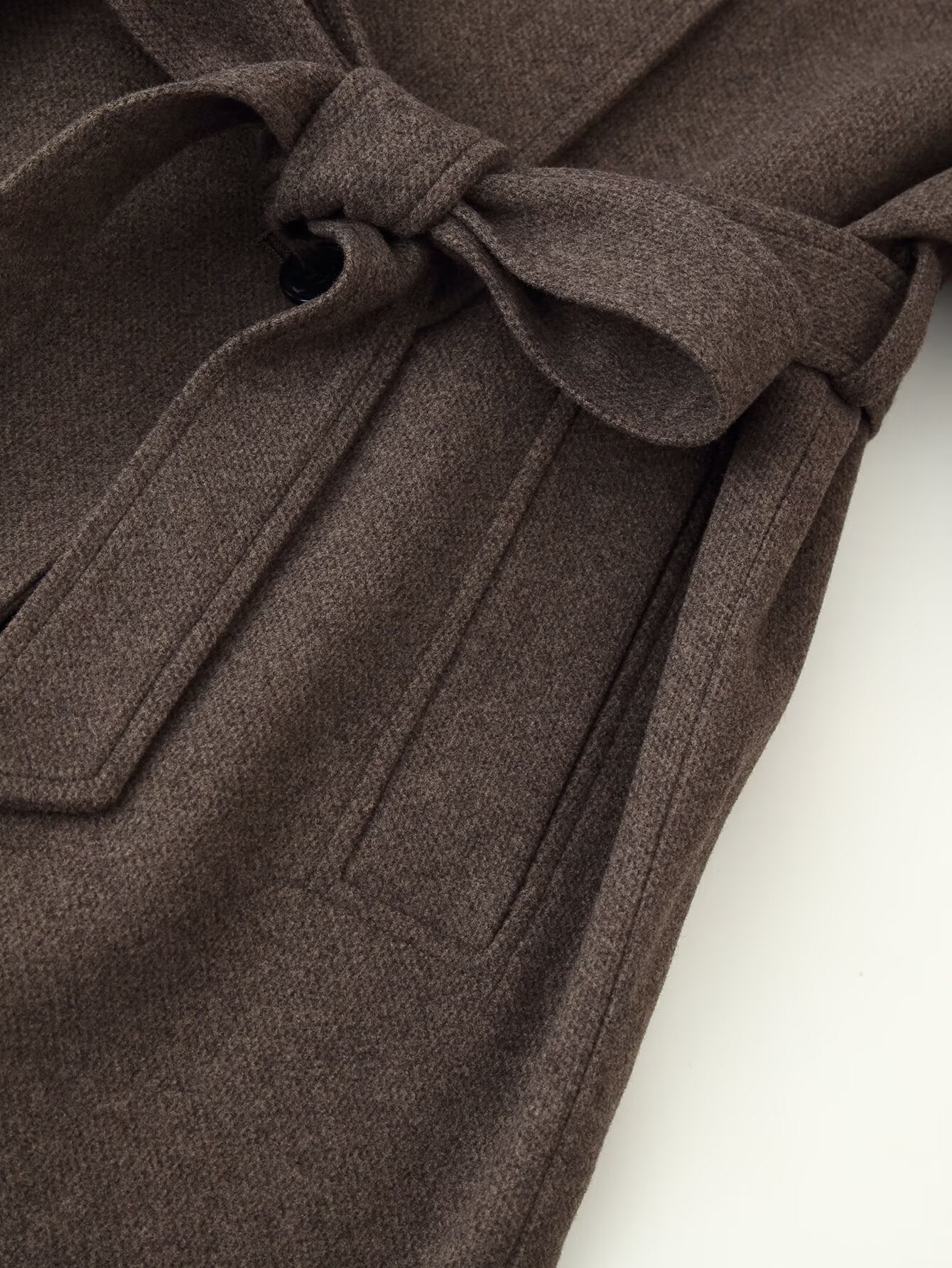 Waist Belt Chimney Collar Overcoat Coat