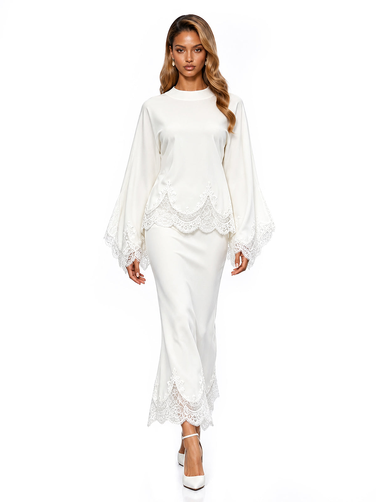 Ivory Lace Elegance Skirt Set