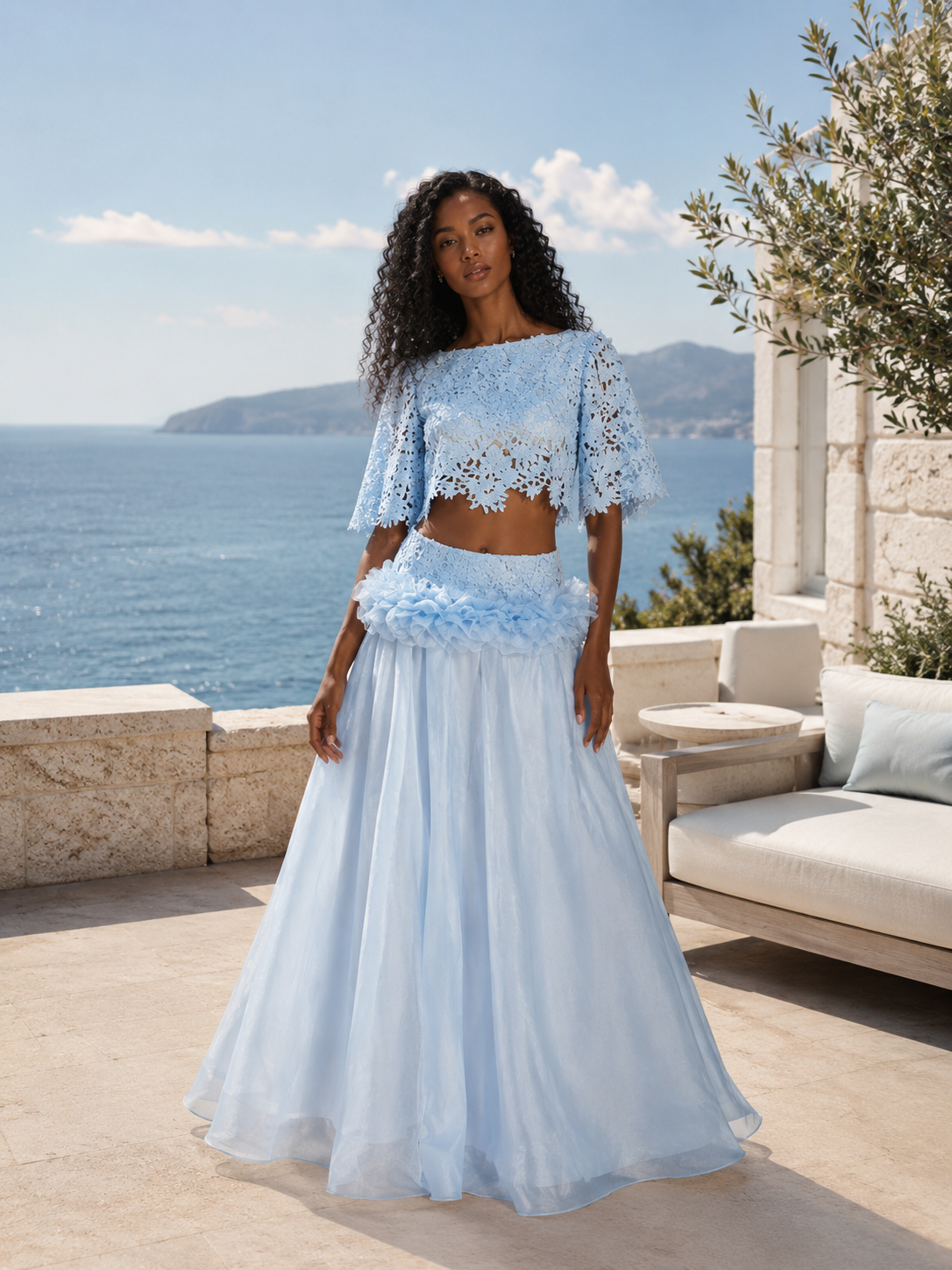 Azure Bloom Two-Piece Set