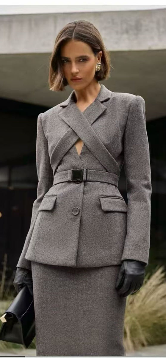 The Elara Tailored Blazer & Midi Skirt Set