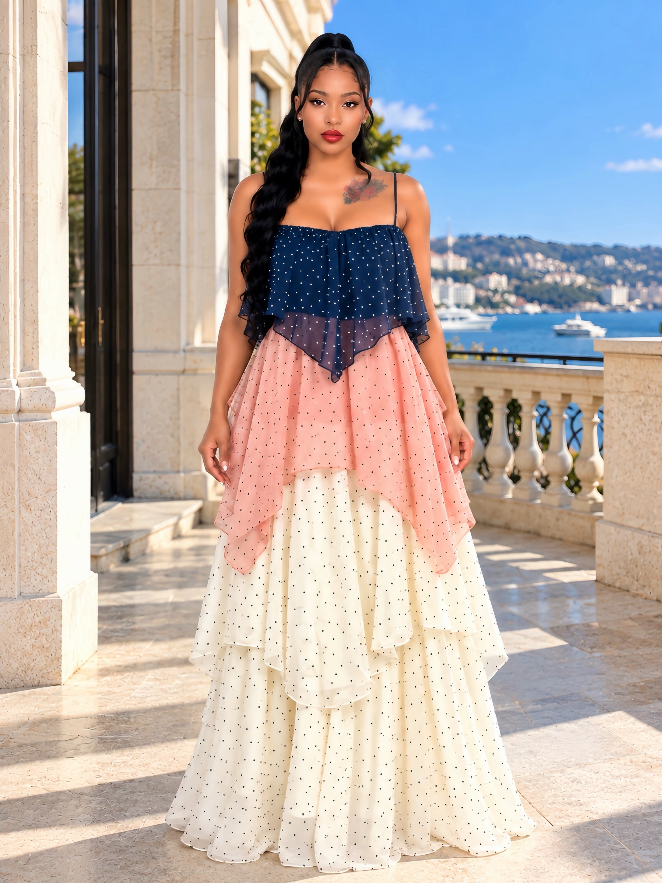 Midnight Blush Tiered Maxi Dress