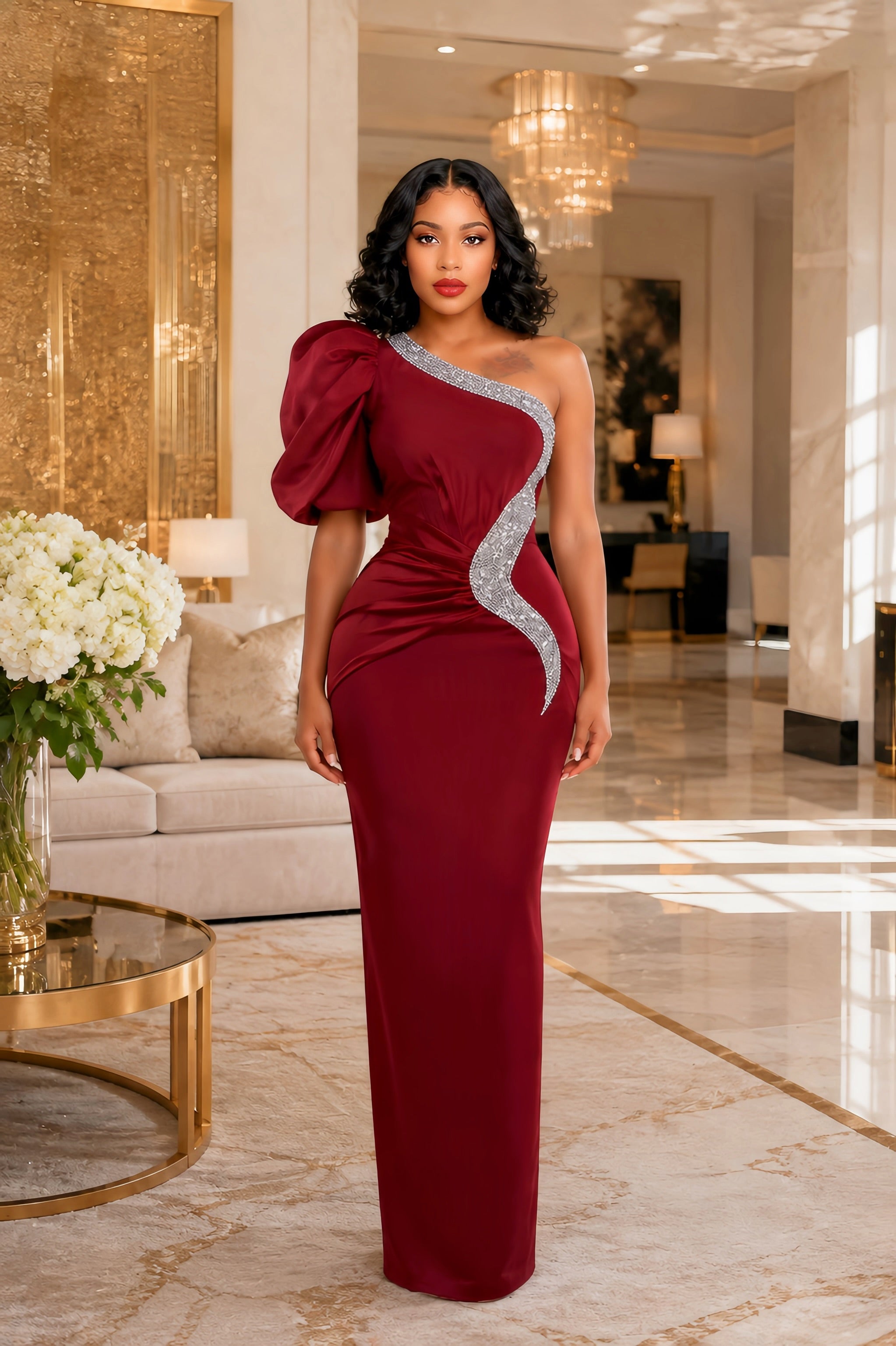 Bordeaux Crystal Muse Gown