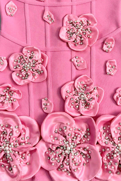 Floral Structured Dress Pink