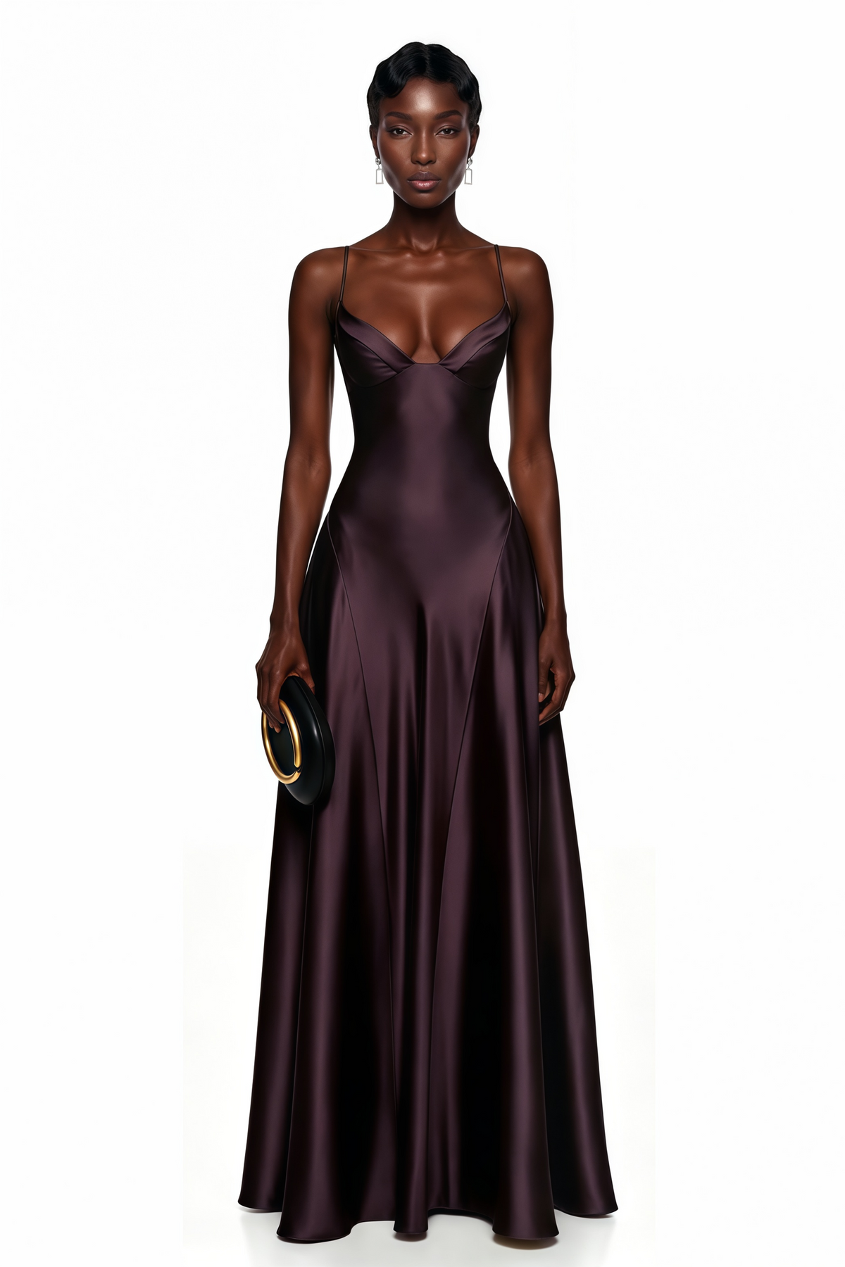 Midnight Plum Satin Gown