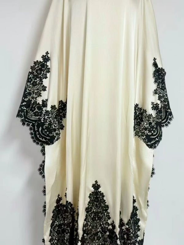 Ivory Noir Lace Cape Maxi Dress