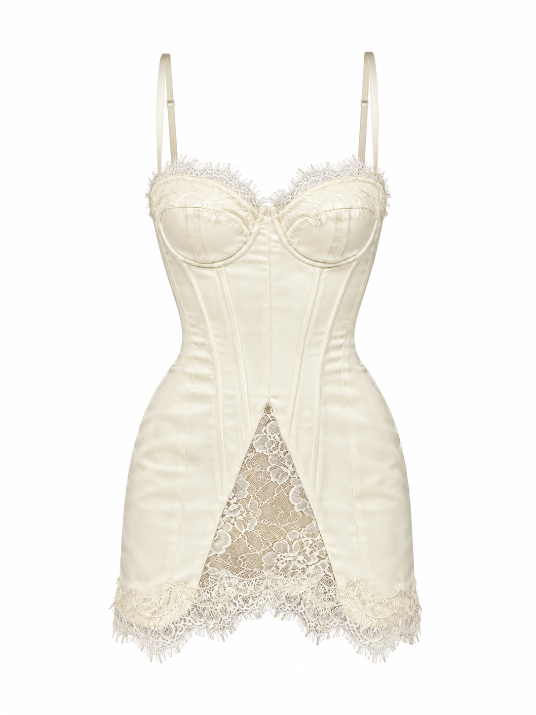 Ivory Romance Lace Corset Mini Dress