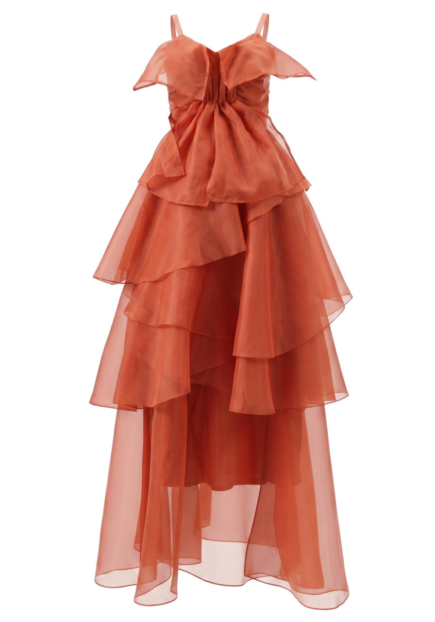 Ruffle Maxi Dress Orange