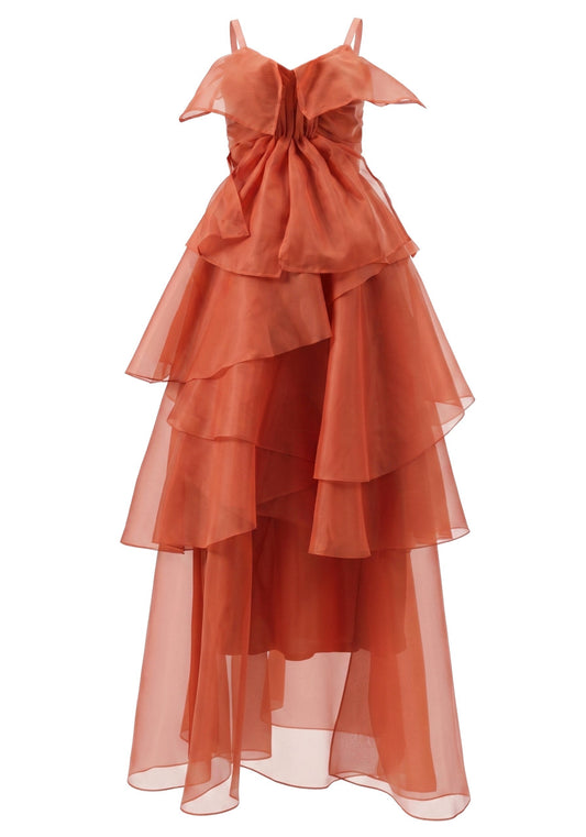 Ruffle Maxi Dress Orange