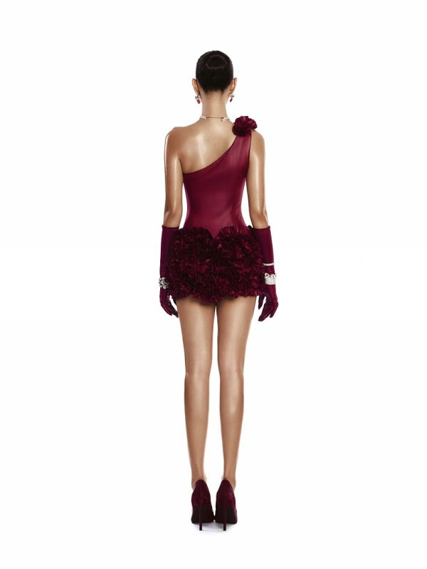 The Celeste Feather-Trim dress