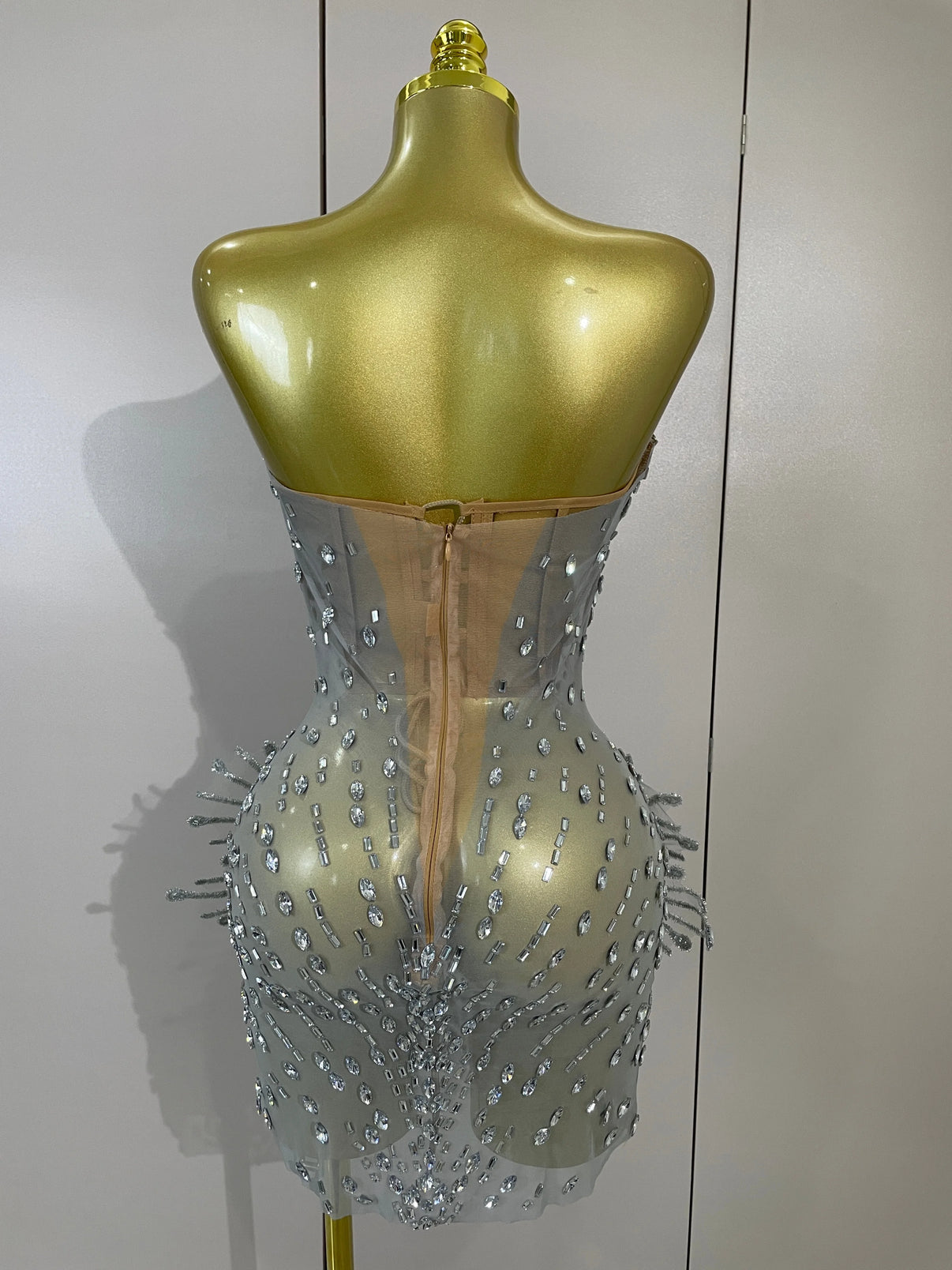 The Crystal Wing-Embellished Mini Dress