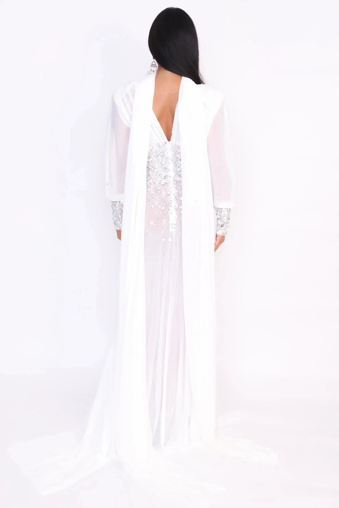 The white Crystal See-Through Gown