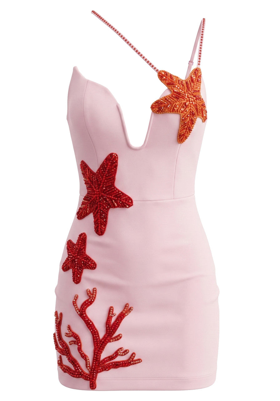 Embellished Star Detail Corset Dress Pink