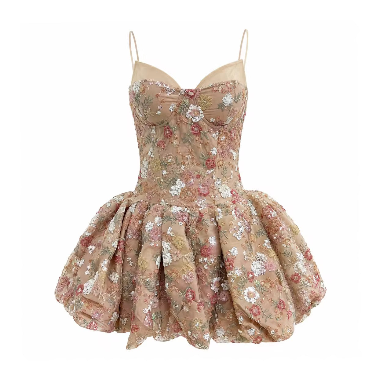 Spaghetti Strap Sheer Mesh Patchwork Backless Cocktail Party Mini Dress