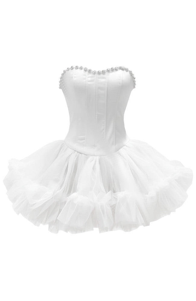 Strapless Crystal Mesh A Line Dress