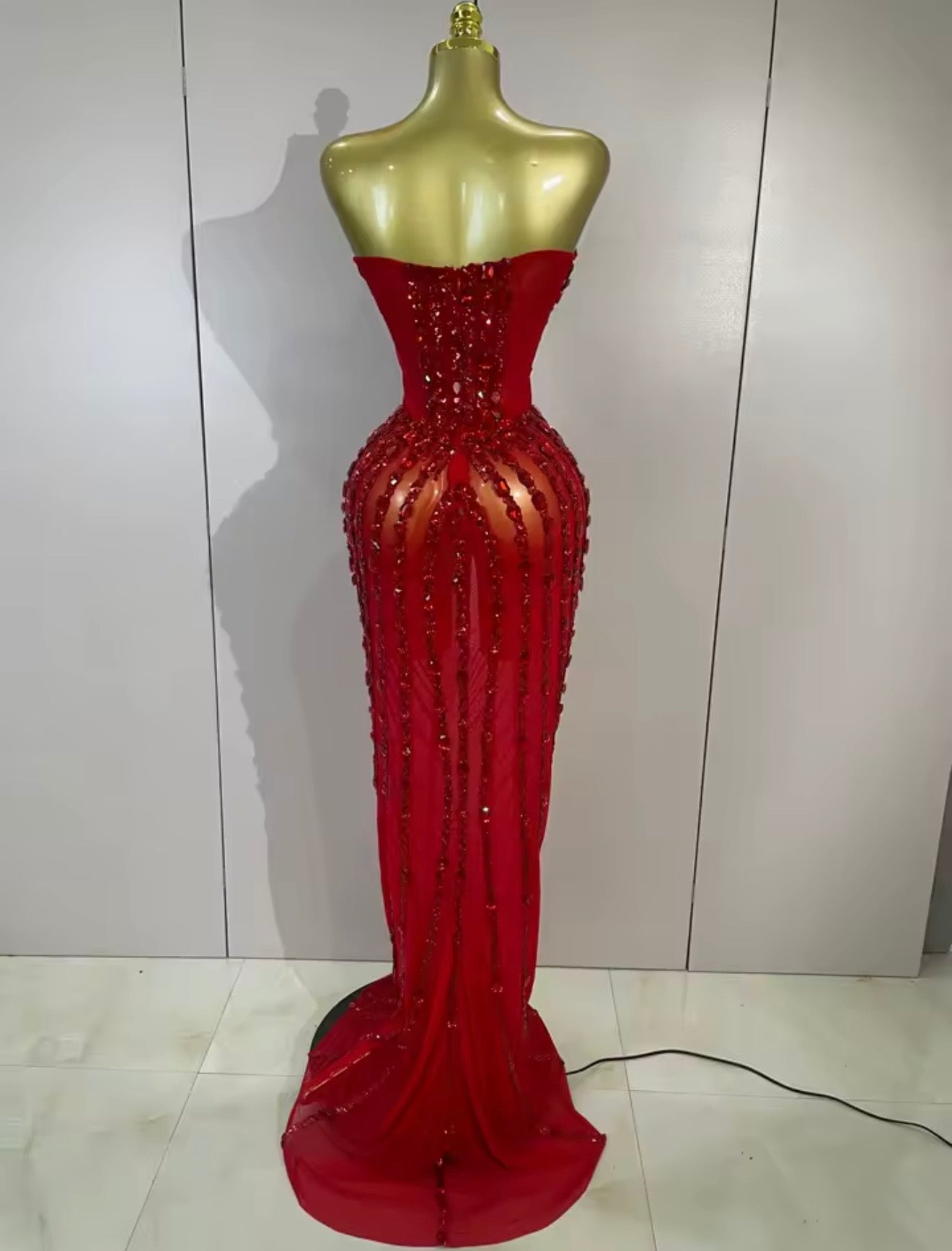 Strapless Mesh See Through Long Dress