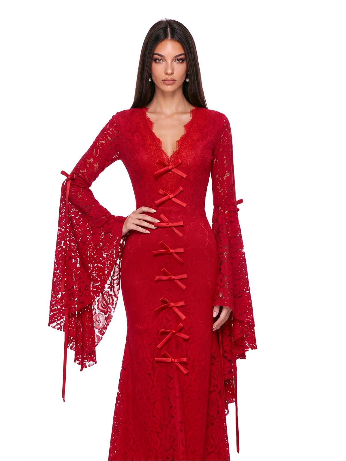 Becca V Neck Lace Maxi Dress