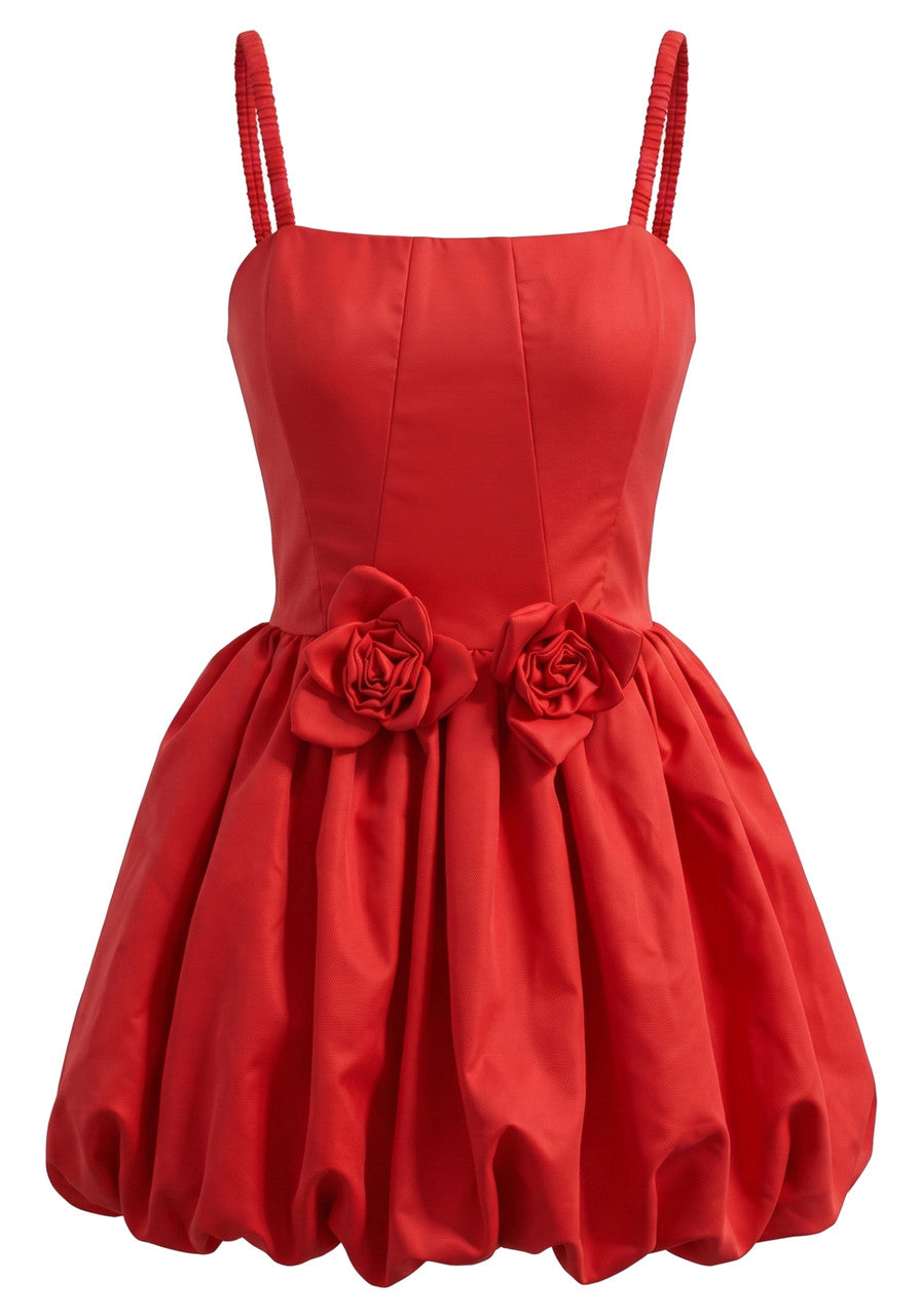 Floral Bubble Dress Red