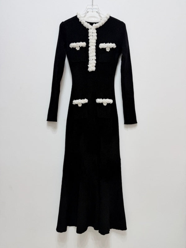Parisian Pearl-Trim Maxi Dress
