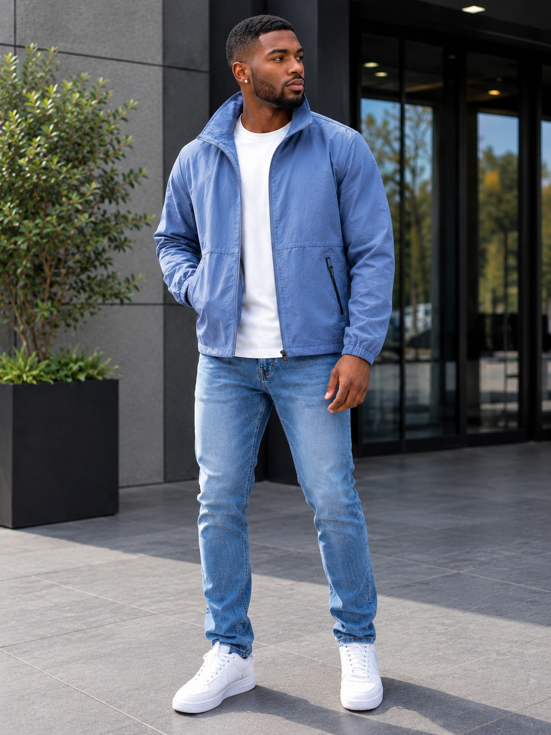 Men's Plus Size Zip Up Long Sleeve Jacket
