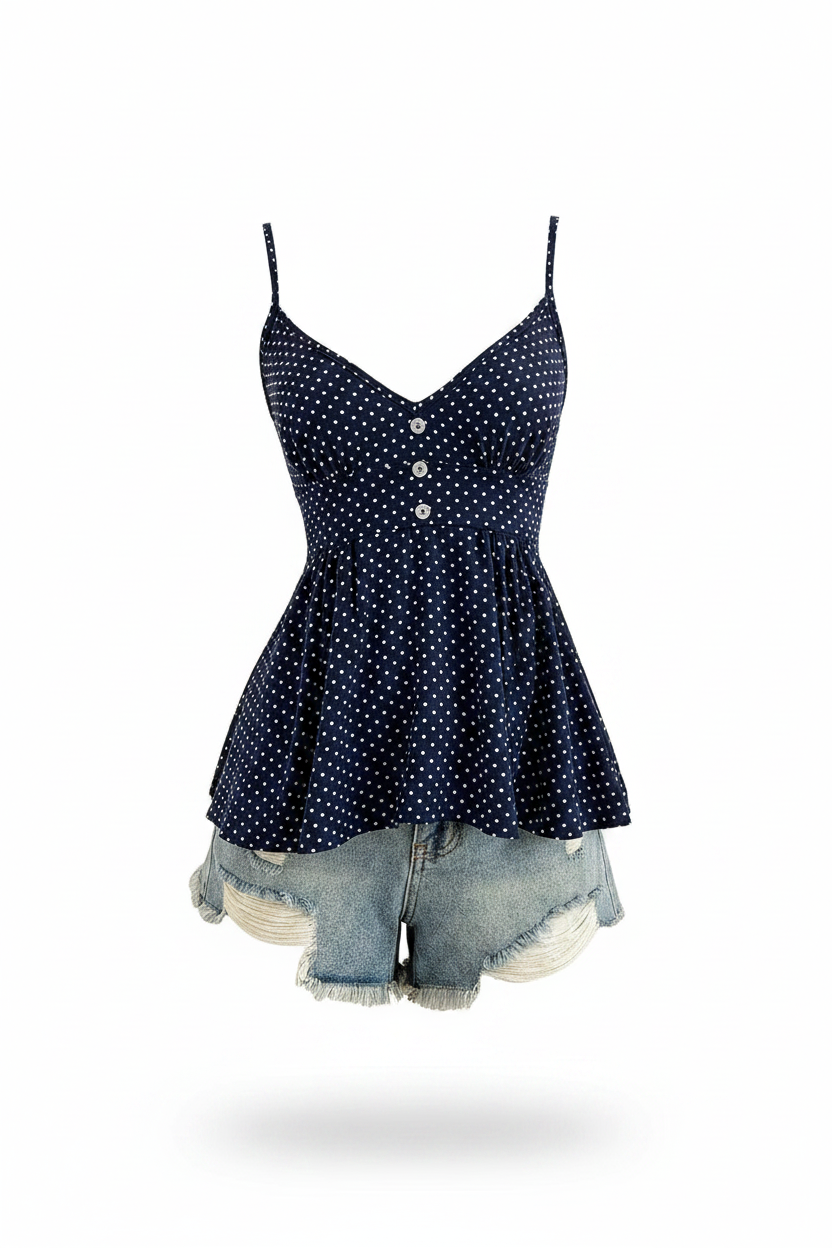 Polka Dot Peplum Cami