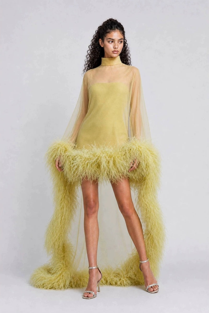 The Celeste Feather Mini Dress