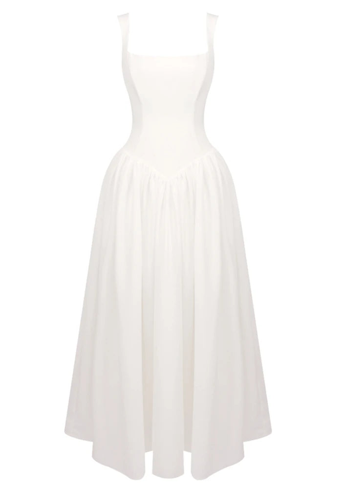 Structured A Line Maxi Dress White